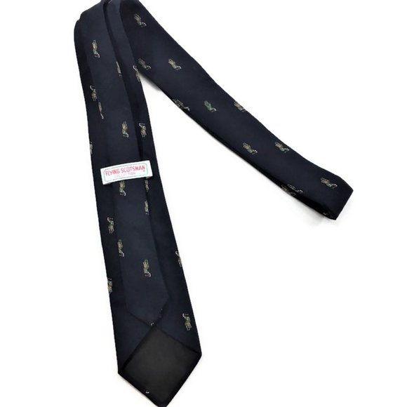 FLYING SCOTSMAN Navy Blue Necktie Tie Polo Player - Picture 3 of 5